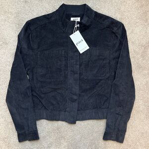 NEW Pact Corduroy Jacket Womens Medium Black Organic Cotton Sustainable Bomber
